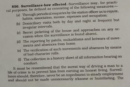 Madhya Pradesh Police Regulations detail some of the ways they surveil suspect individuals and communities