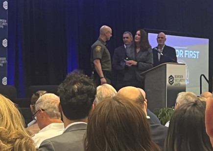 Border Patrol chief Jason Owens in uniform after his opening keynote at the Border Security Expo.