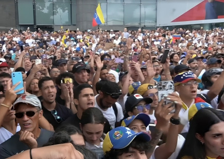 Protesters against electoral fraud in Venezuela in July 2024.