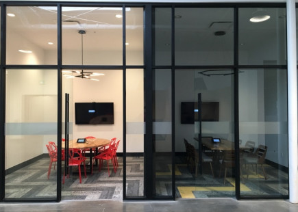 Fancy – but empty – meeting rooms at Catalyst 137, a former footwear warehouse poised to become an ‘Internet of Things Hub’ in KCW, Ontario