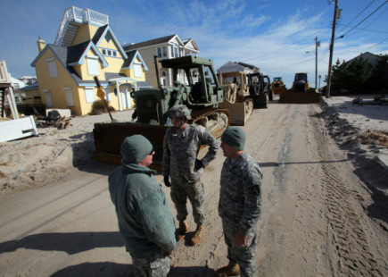 The photo shows the devastated Holgate section of Long Beach Island, N.J., following Hurricane Sandy and Nor’easter Athena